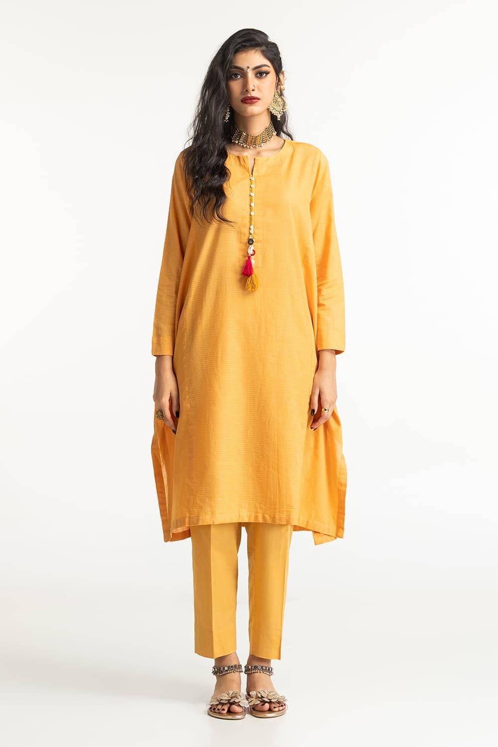 Dobby Dyed Embellished Shirt And Trouser