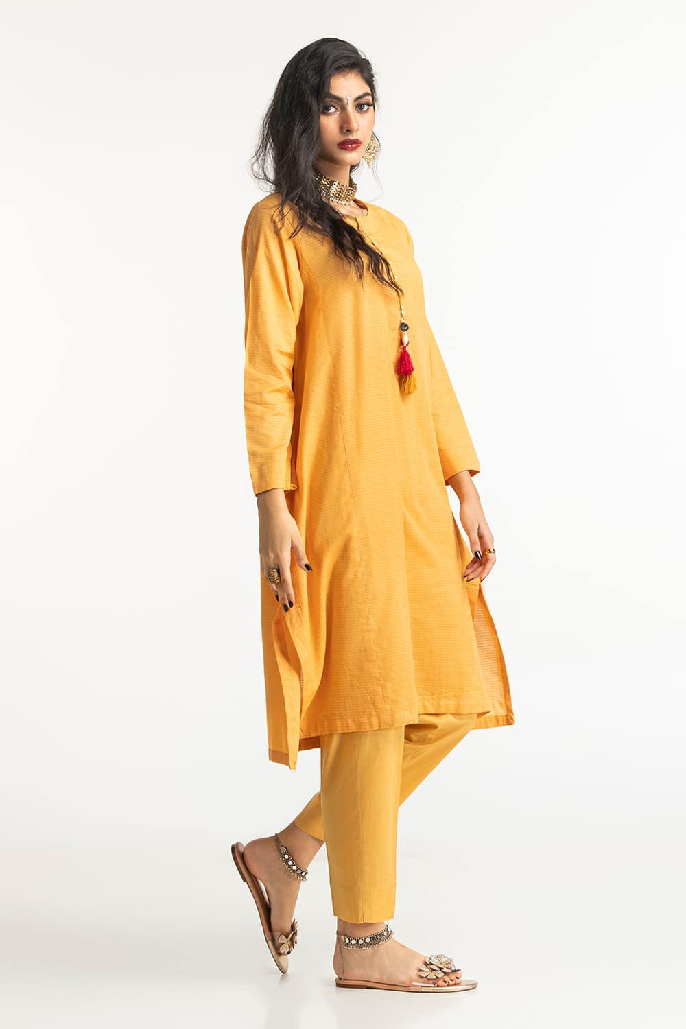 Dobby Dyed Embellished Shirt And Trouser