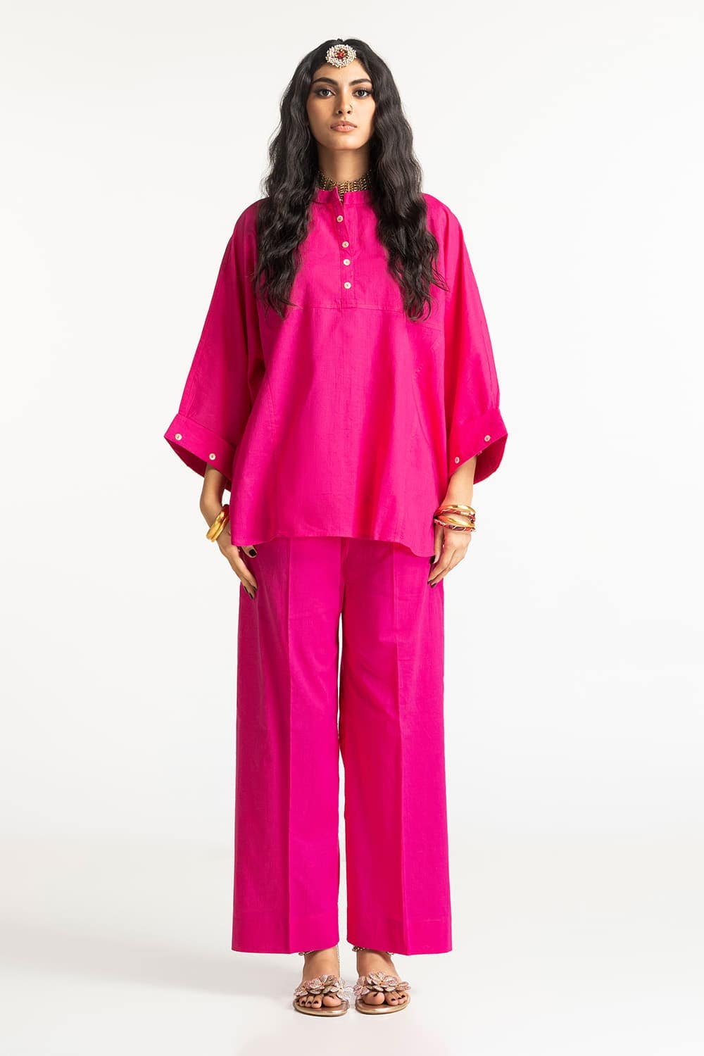 Dobby Dyed Embellished Shirt And Trouser