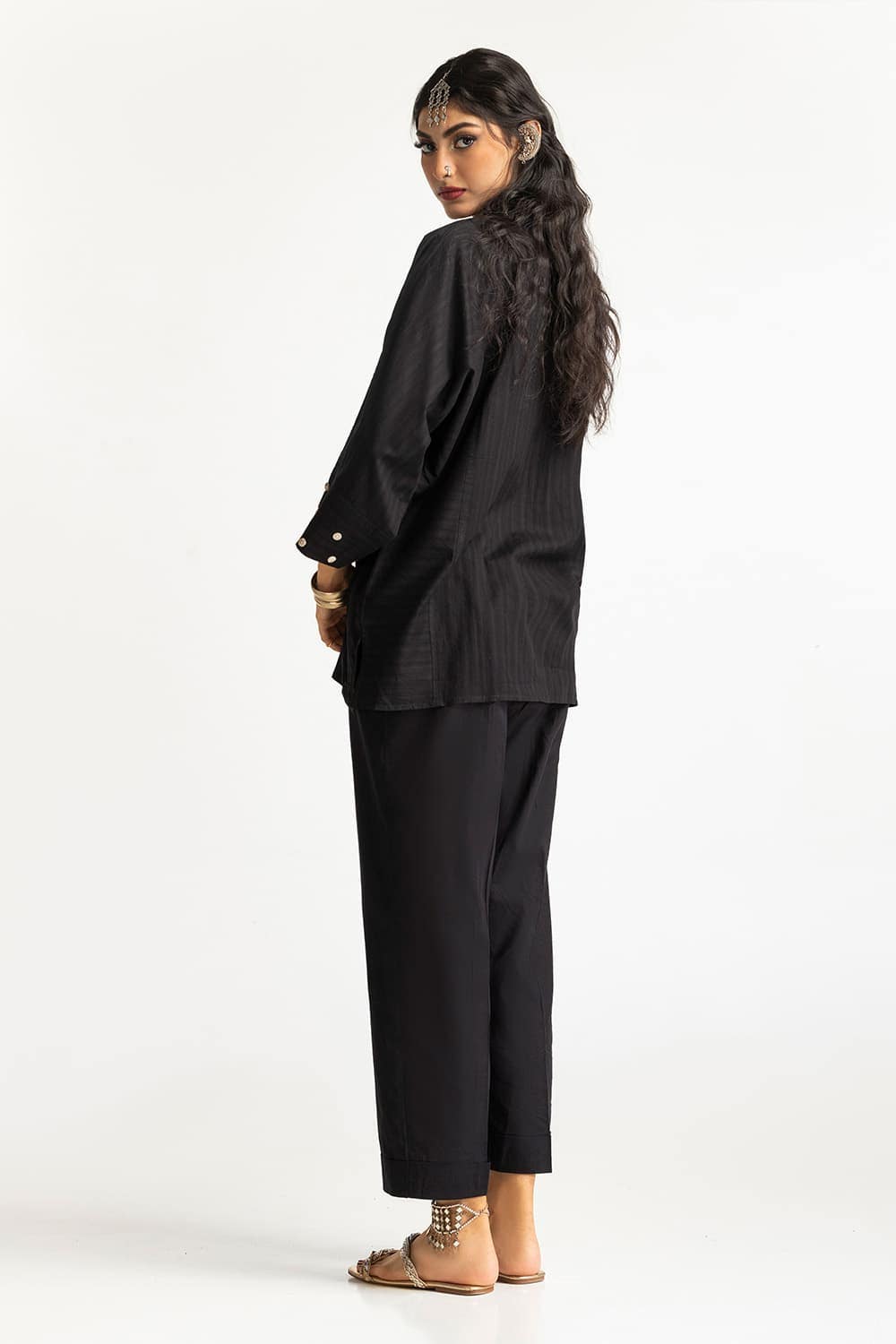 Dobby Dyed Embellished Shirt And Trouser
