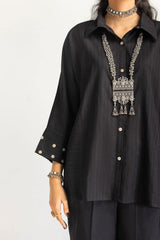 Dobby Dyed Embellished Shirt And Trouser