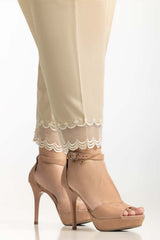 Beige Cambric Embroidered Shalwar