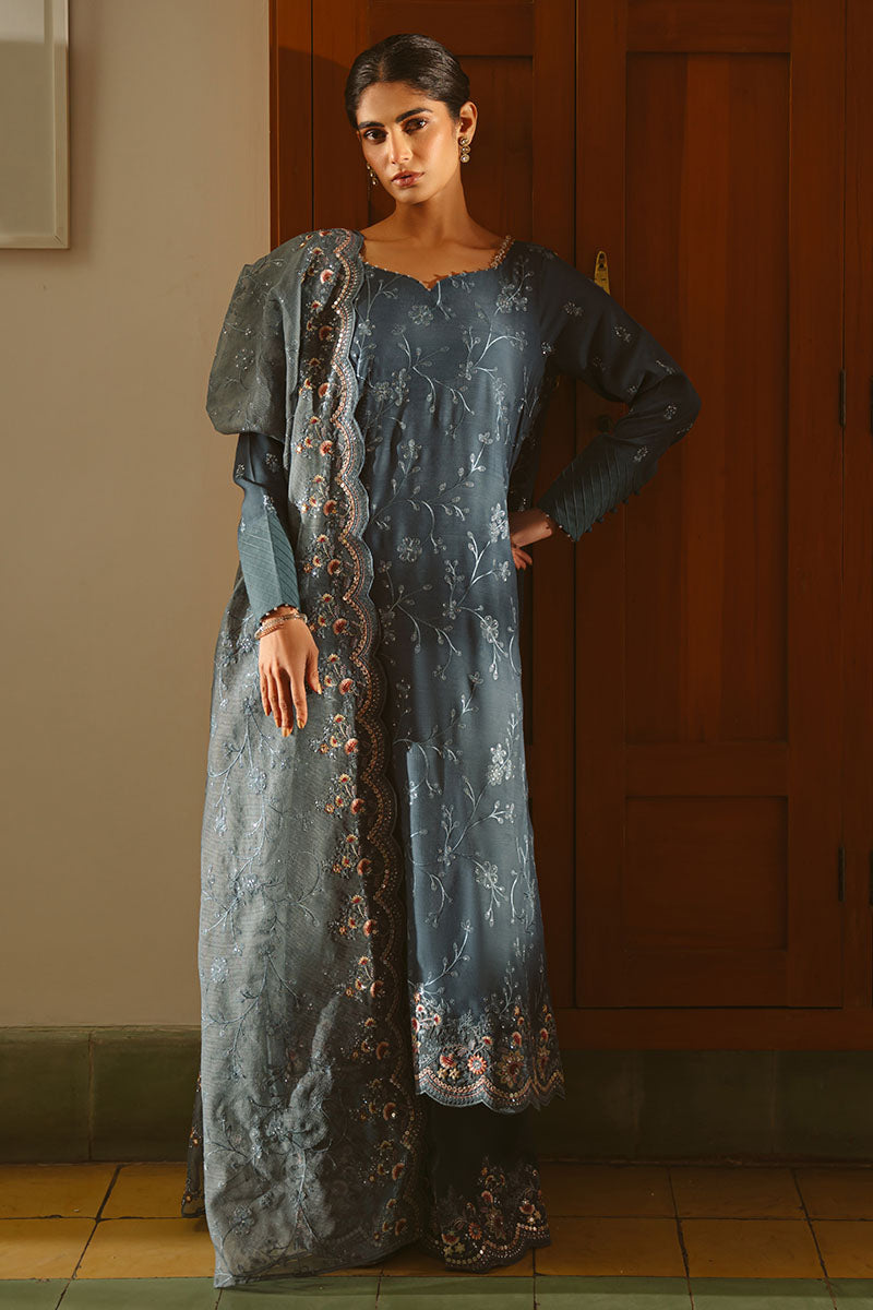 MAJESTIC TEAL-3PC (SHIRT, TROUSER & DUPATTA)