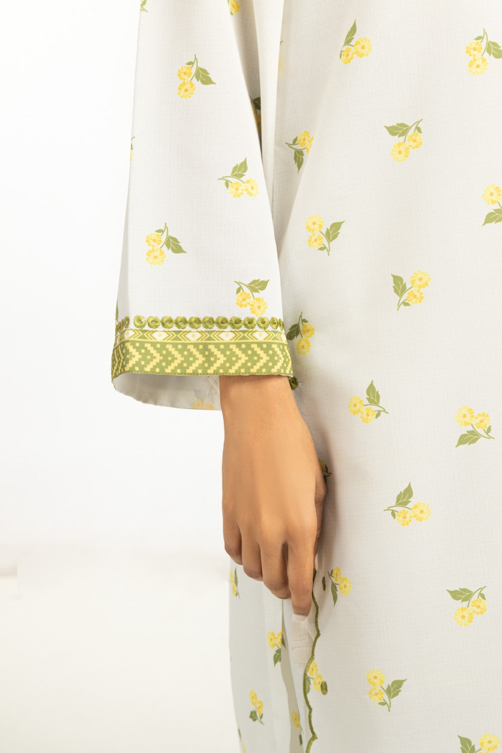 Poly Cambric Printed With Embroidered Co-Ord Set