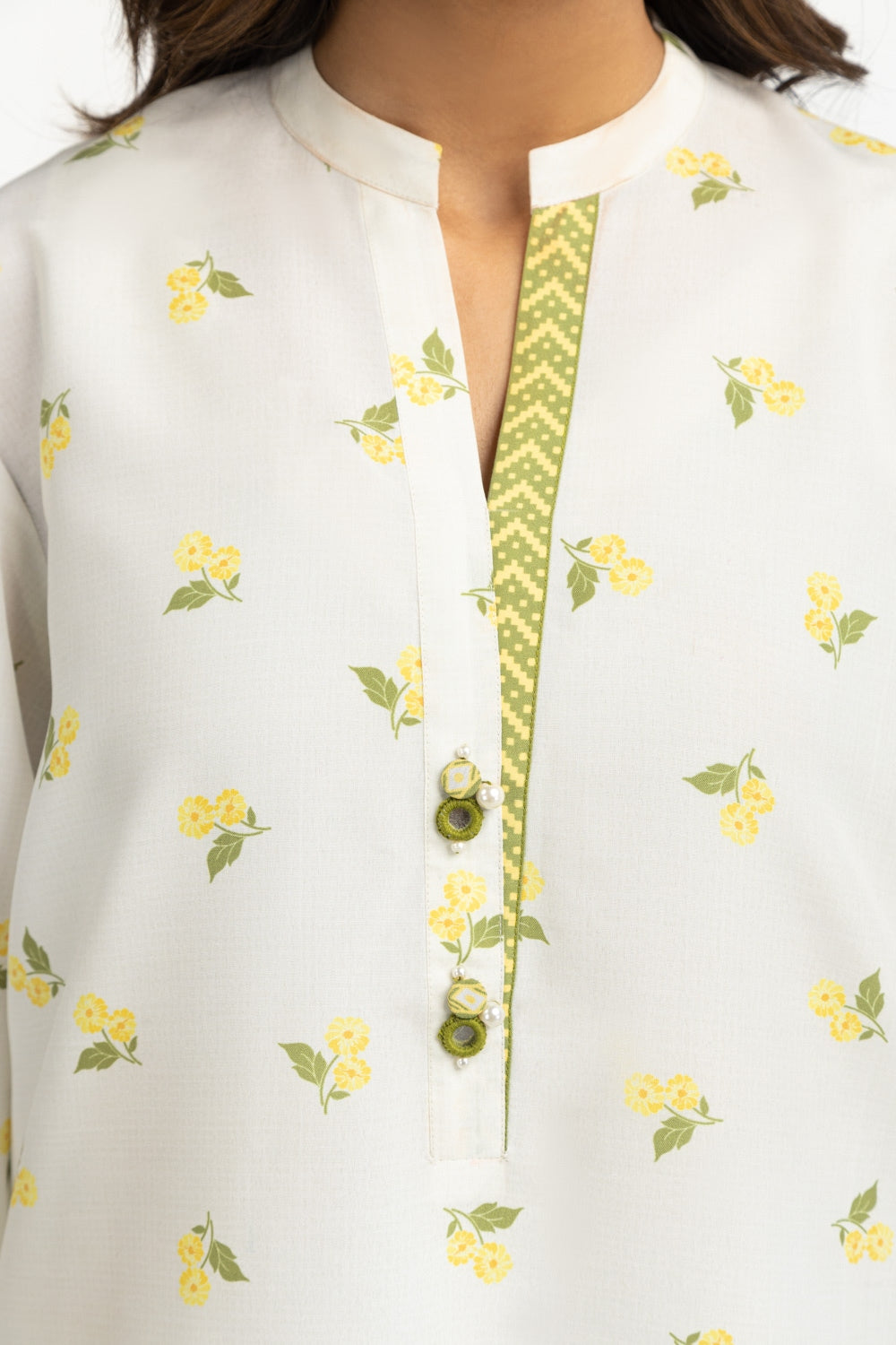 Poly Cambric Printed With Embroidered Co-Ord Set