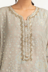 Poly Net Burnout Embroidered Shirt And Trouser