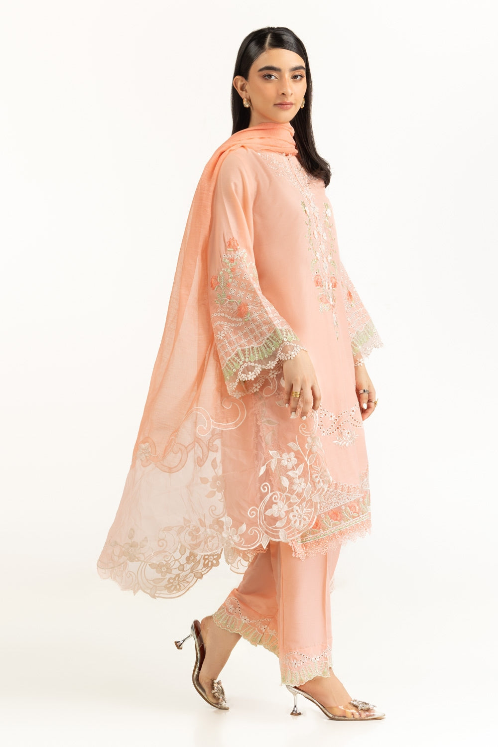 Poly Slub Embroidered Dupatta