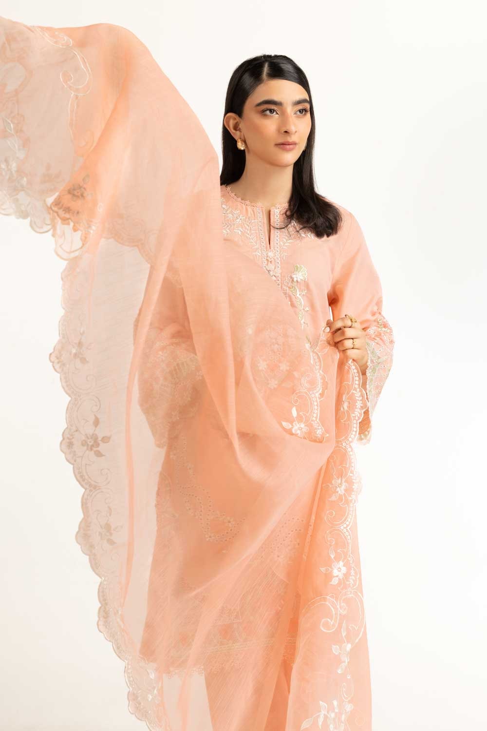 Poly Slub Embroidered Dupatta