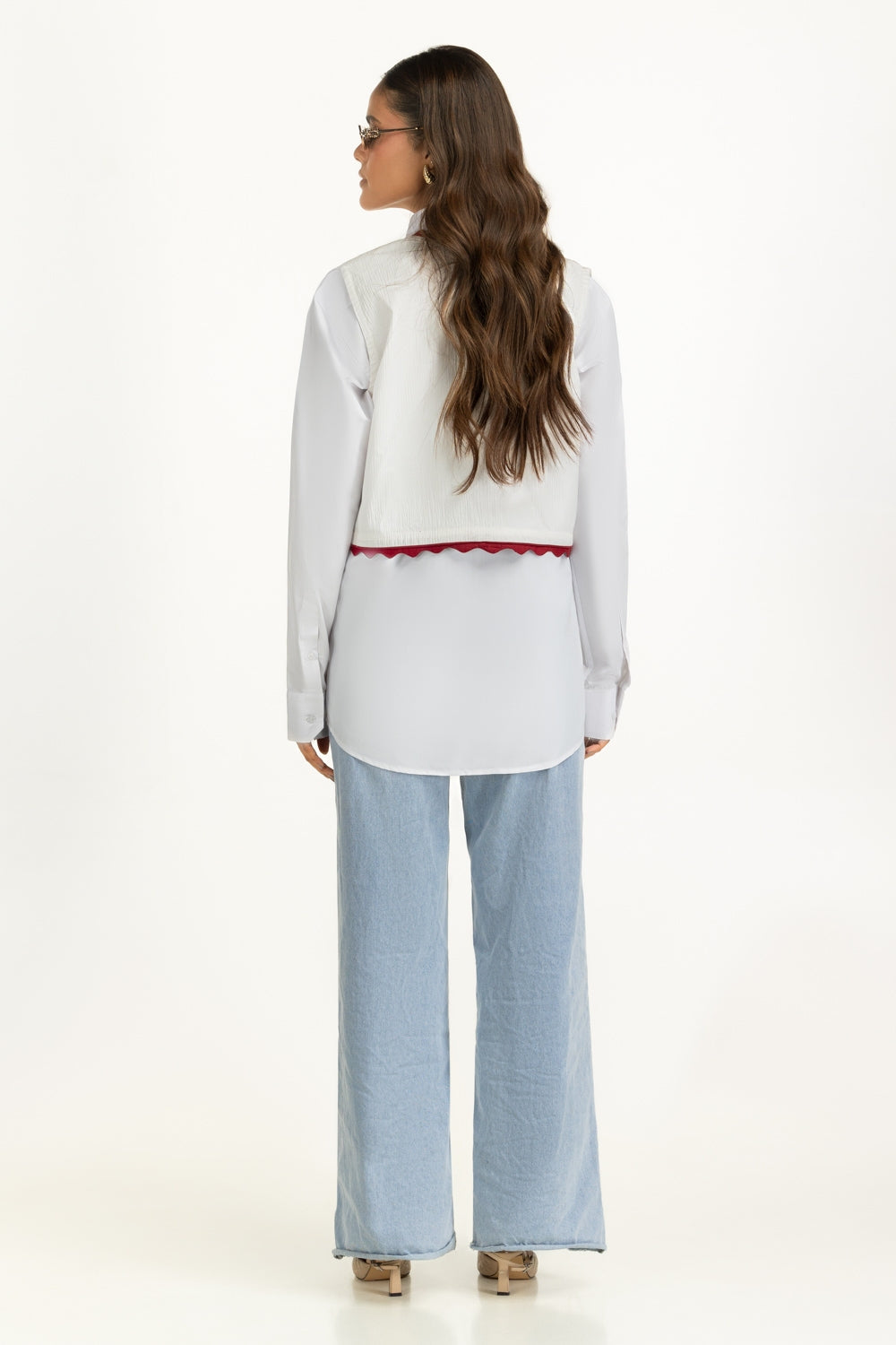 Ripple Crinkle Embroidered Waist Coat