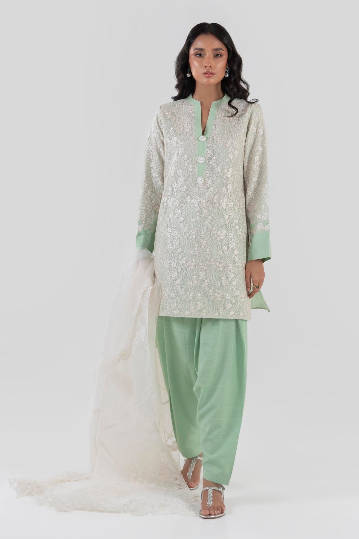 Stitched Green Embroidered Shirt
