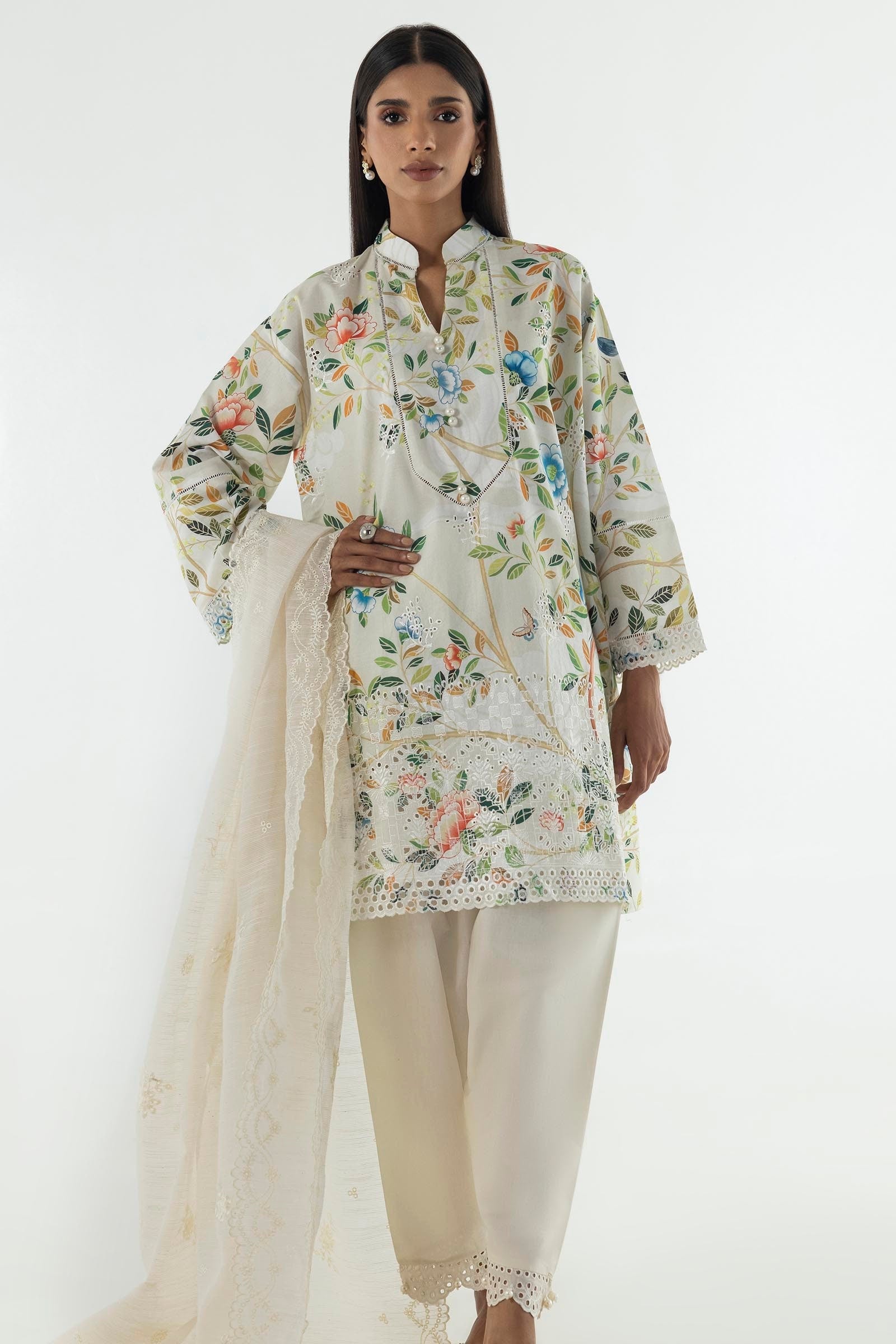 Stitched Lawn Embroidered Shirt
