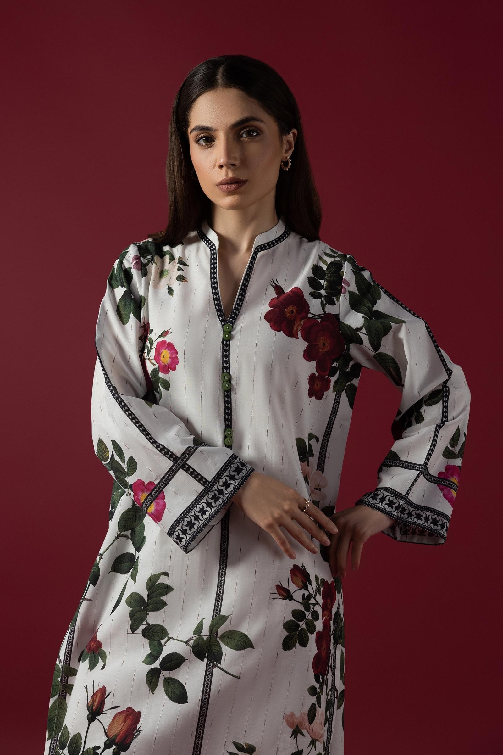 Stitched Printed Fancy Textured Shirt