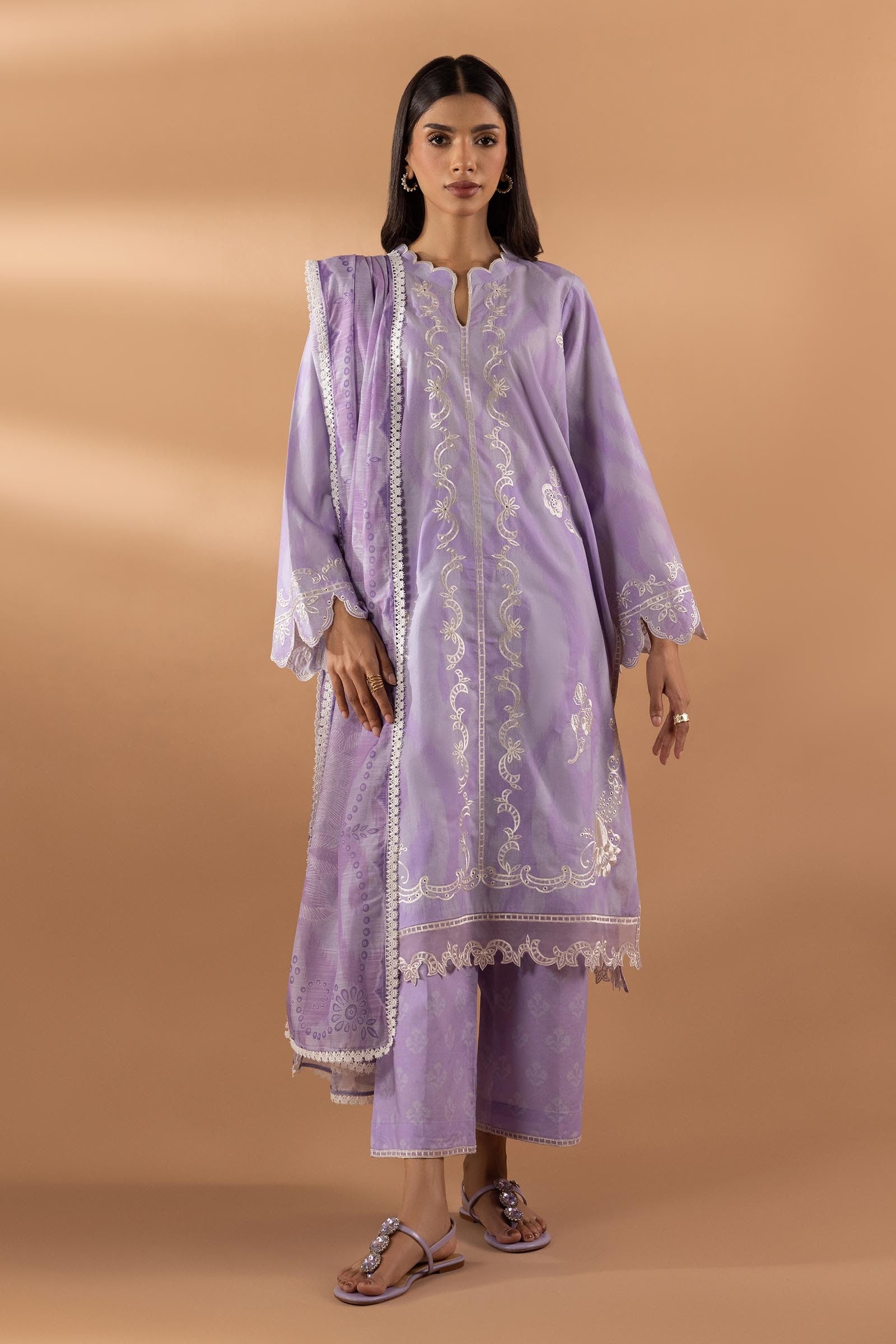 Stitched Lawn Embroidered Shirt
