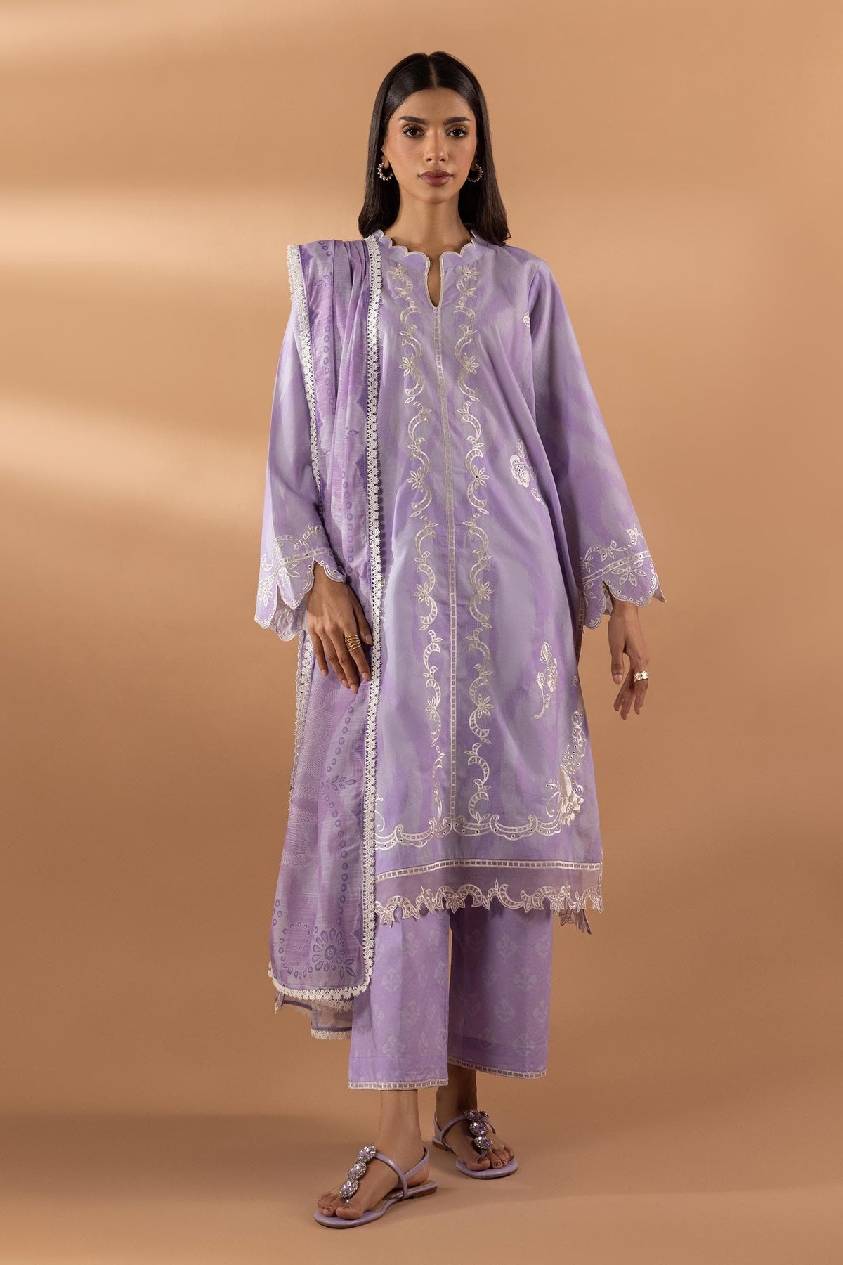 Stitched Lawn Embroidered Shirt