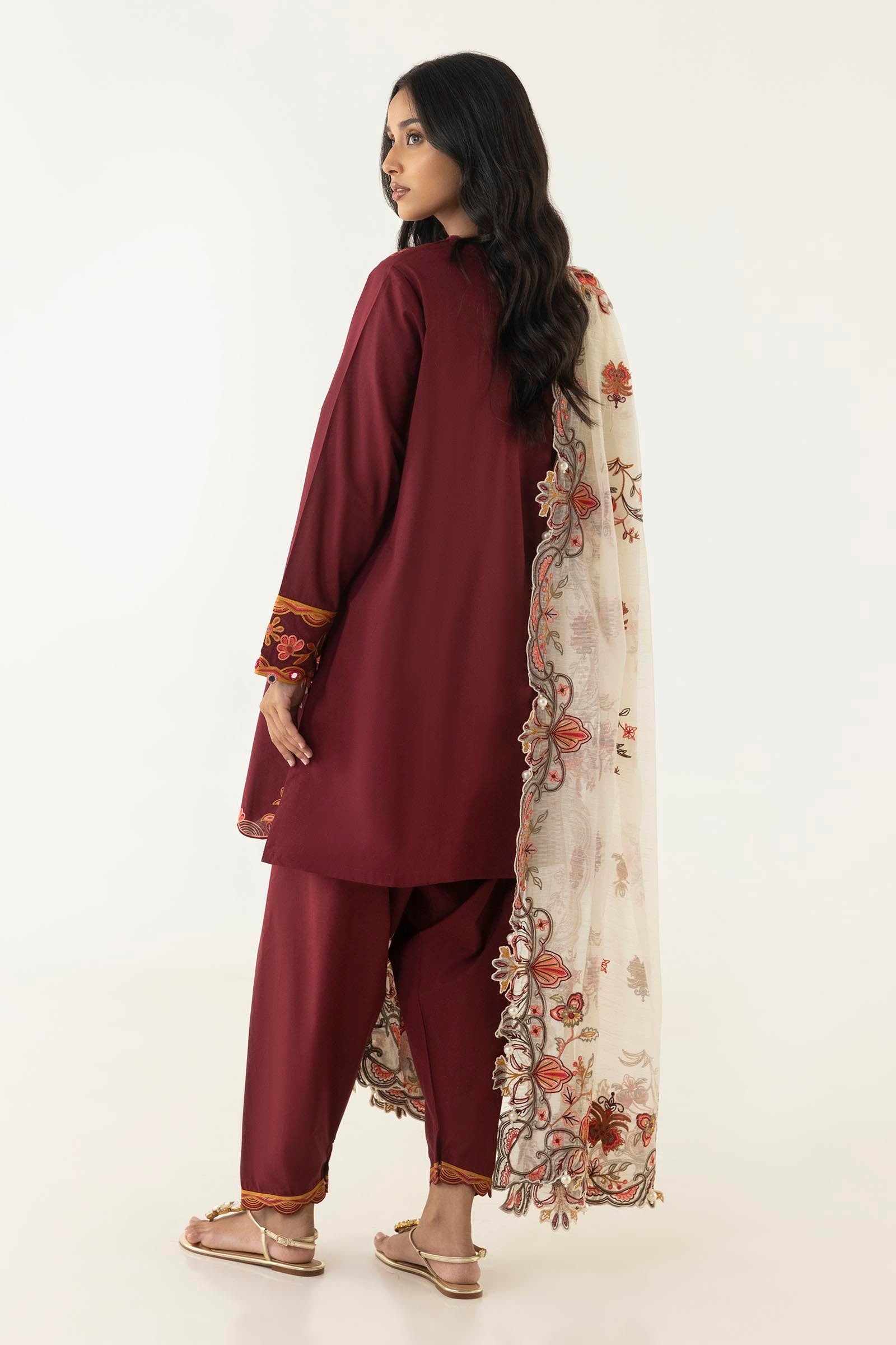 Stitched Embroidered Lawn Skinny Shalwar
