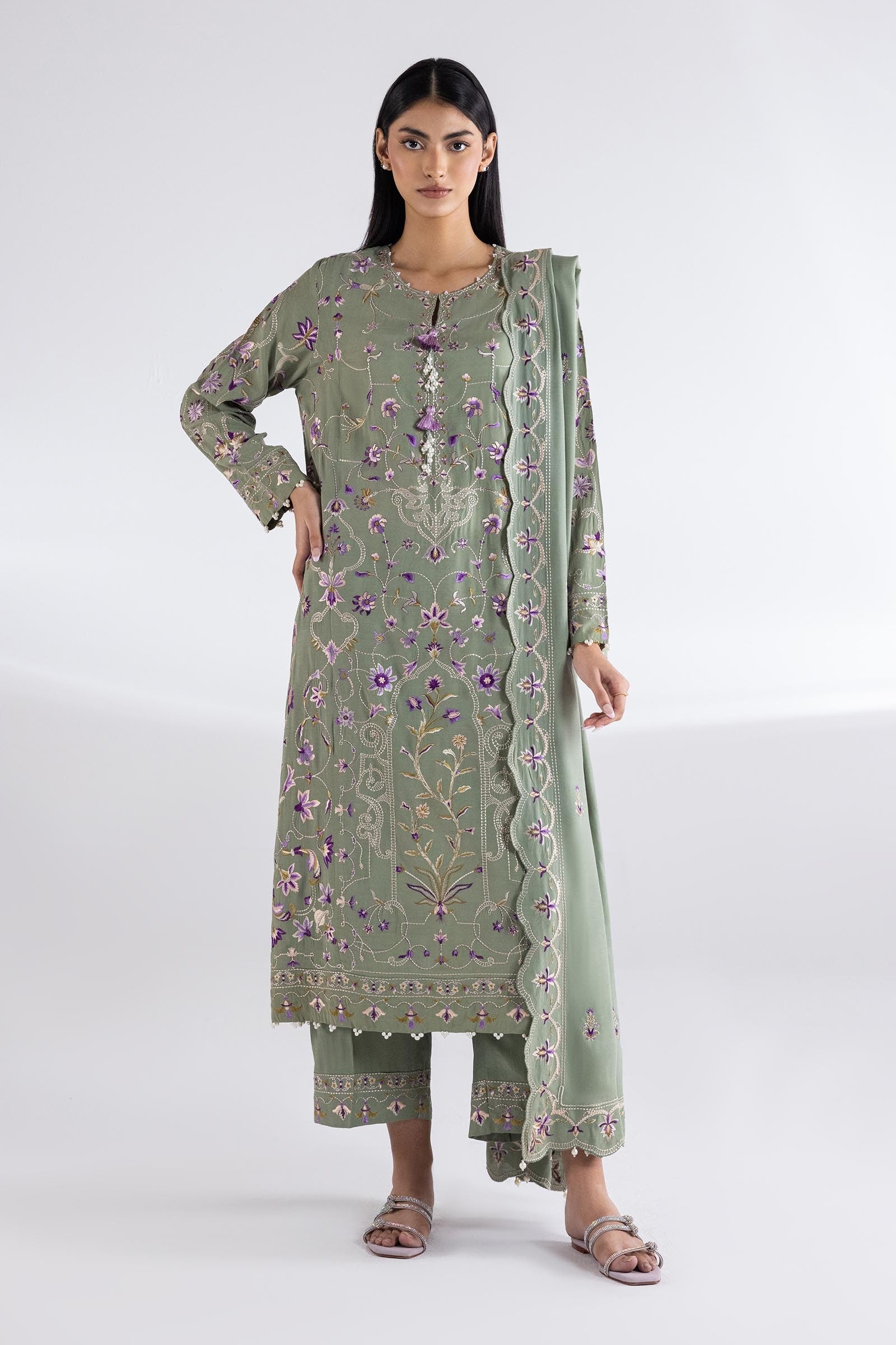 Stitched Signature Raw Silk Bottom