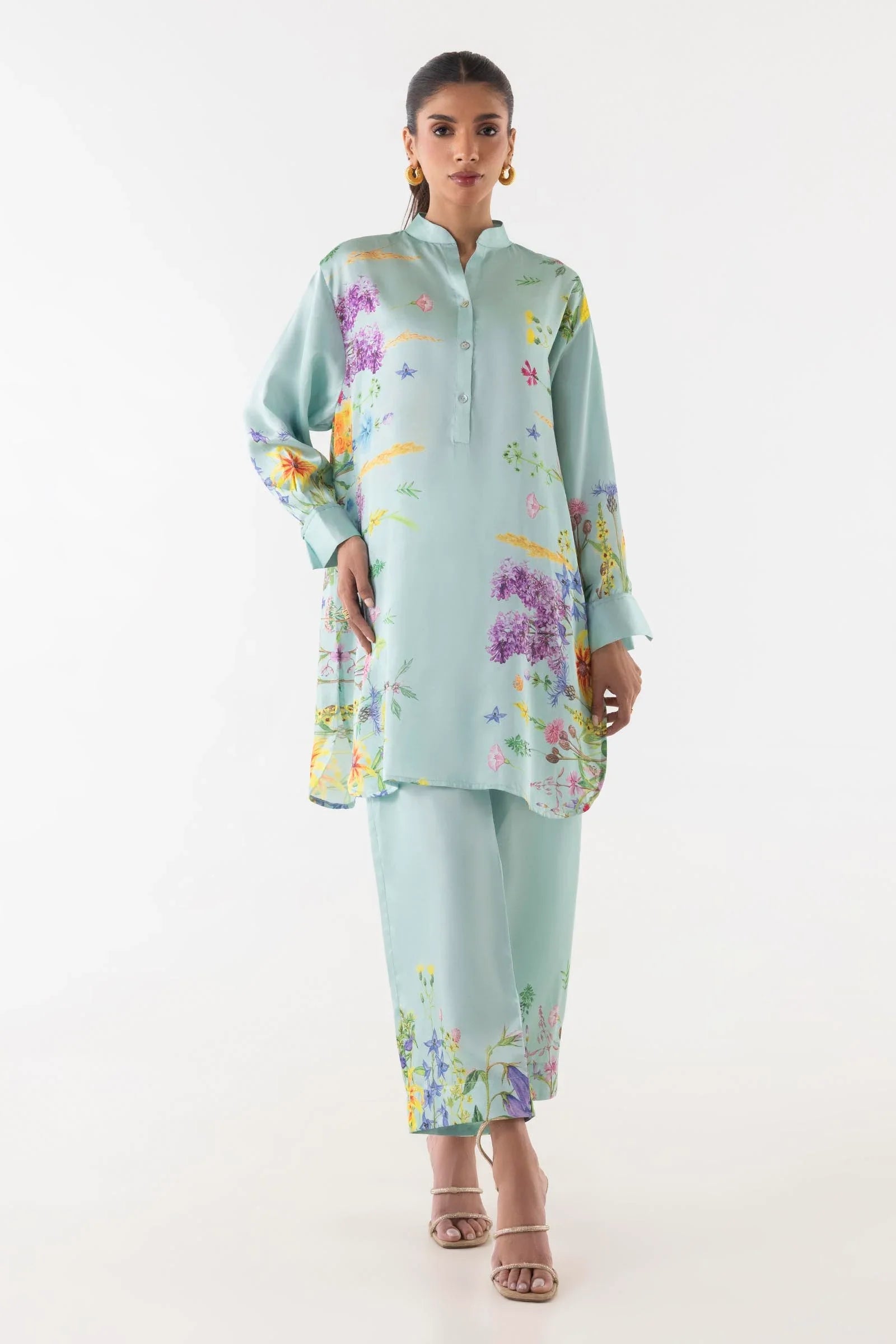 Stitched Poly Satin Shirt