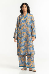 Textured Dobby Printed  Shirt With Embroidered