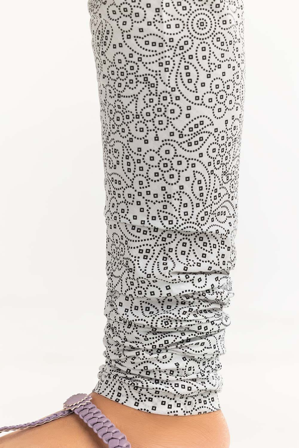 White Screen Printed Cambric Churidar