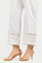 White Embroidered Indian Raw Silk Trousers TR-21-107