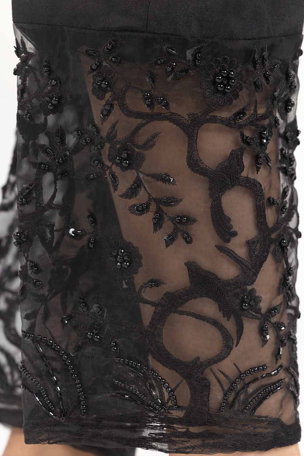 Black Embroicered Indian Raw Silk Trousers