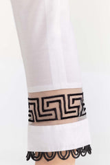 White Cambric Trousers With Screen Print TR-21-135