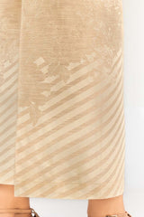 Beige Screen Printed Khaddar Trouser