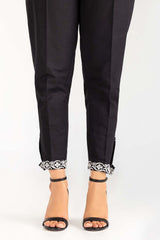 Black Embroidered Khaddar Trouser
