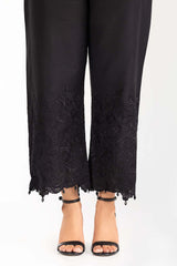 Black Embroidered Khaddar Trouser