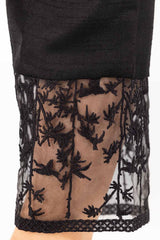 Black Embroidered Raw Silk Pants