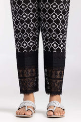 Black Embroidered Cambric Trousers