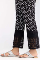 Black Embroidered Cambric Trousers
