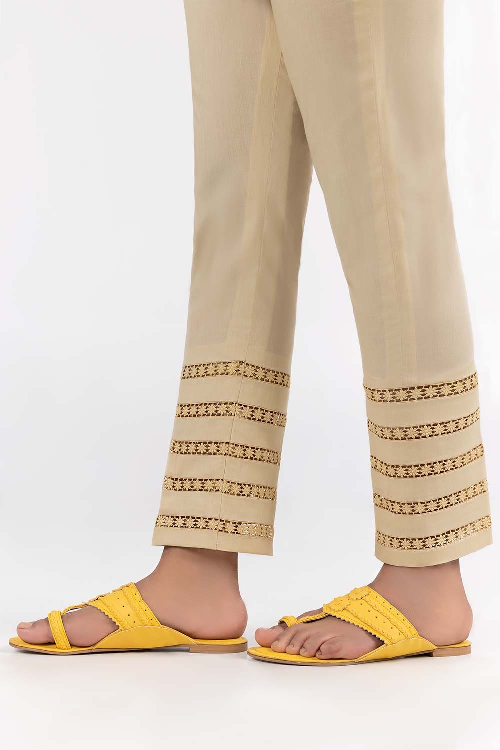 Beige Cambric Fashion Trousers