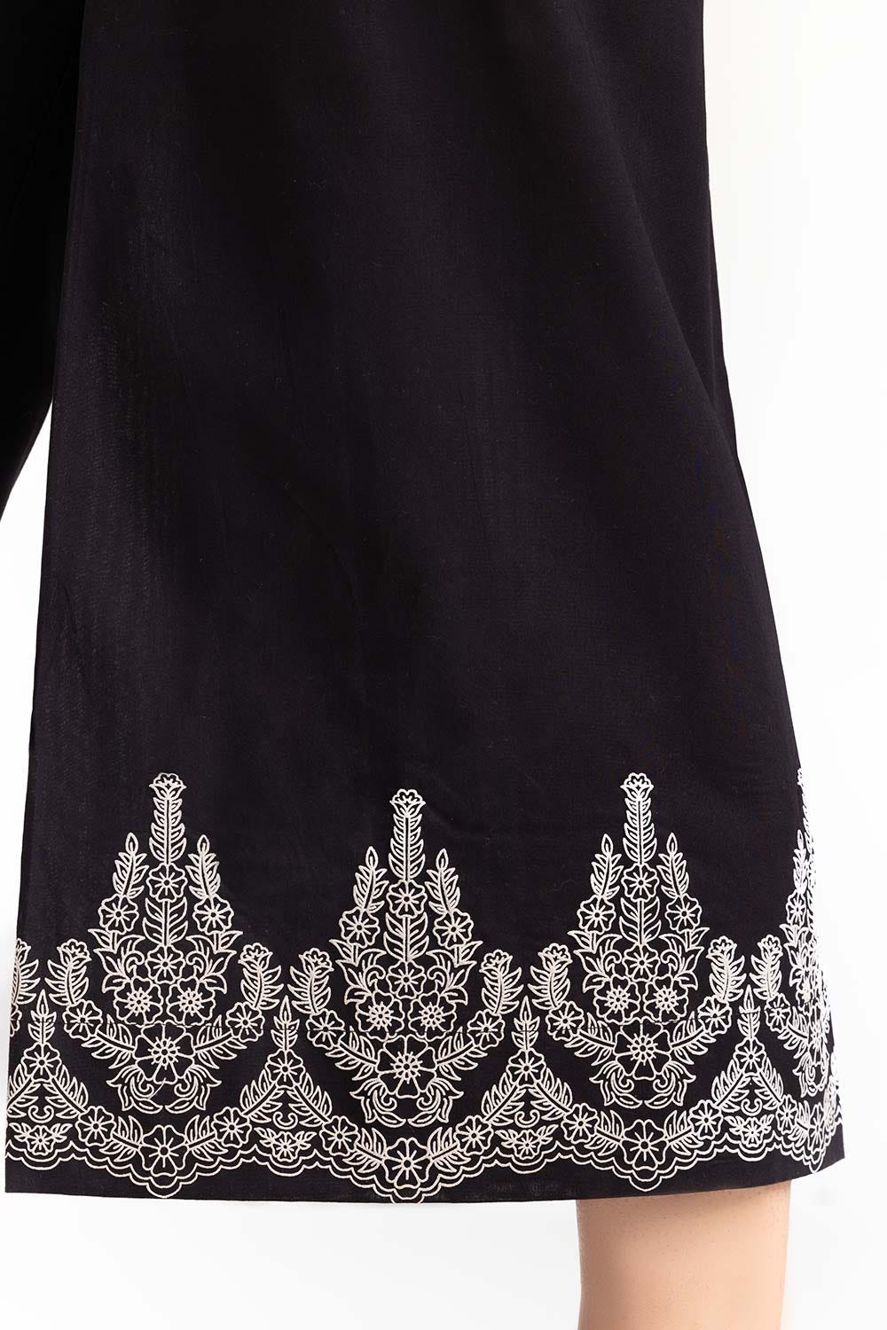 Black Screen Printed Raw Silk Trousers