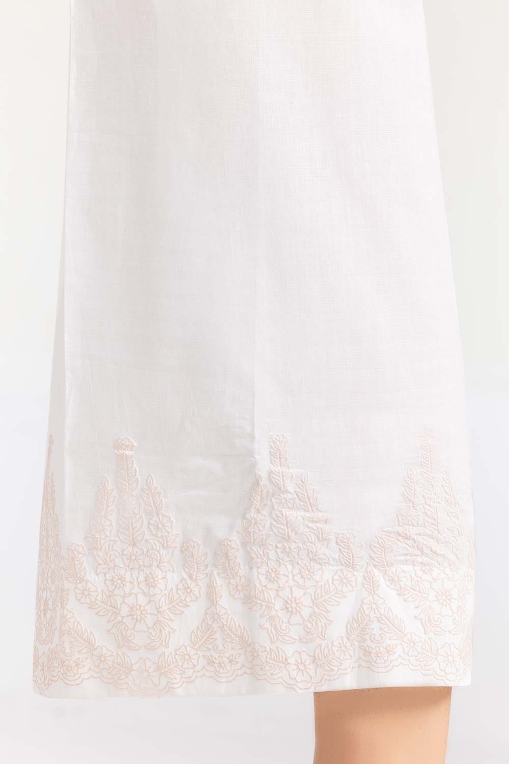White Screen Printed Raw Silk Trousers