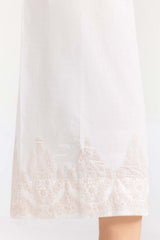 White Screen Printed Raw Silk Trousers