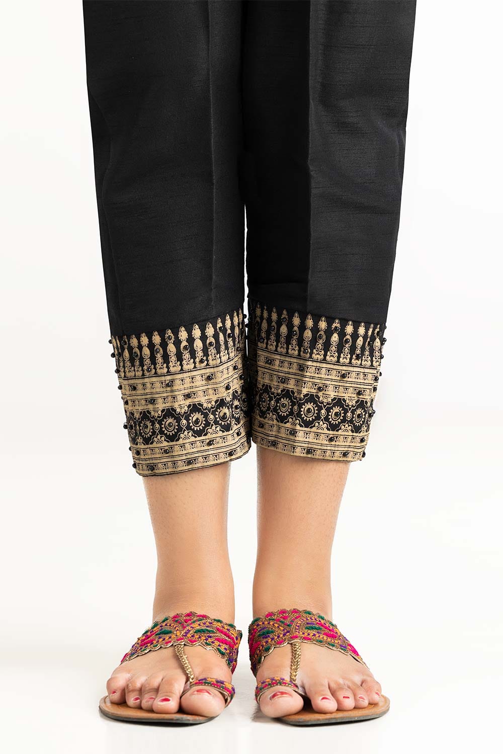 Black Raw Silk Trousers