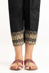 Black Raw Silk Trousers