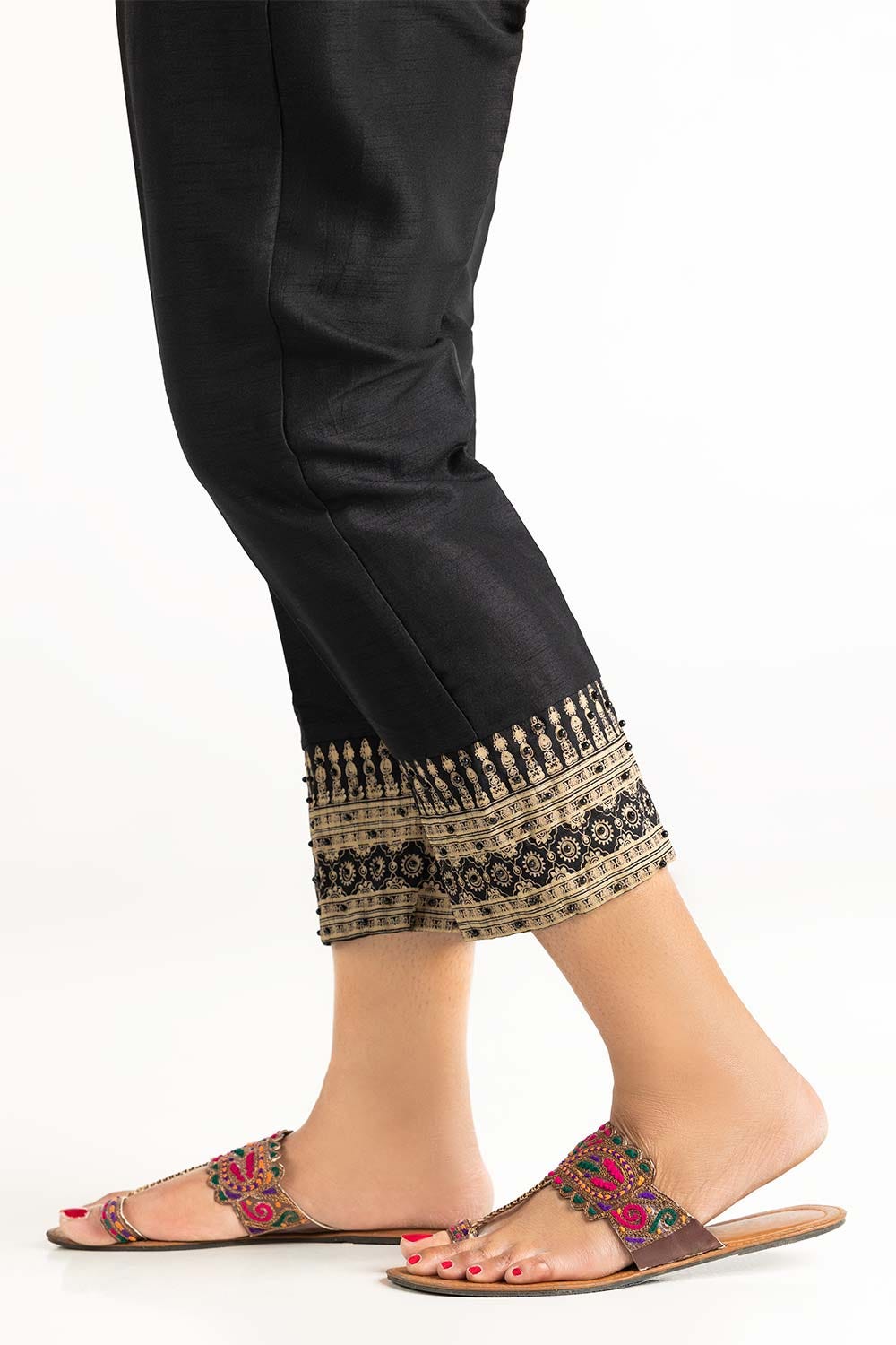 Black Raw Silk Trousers