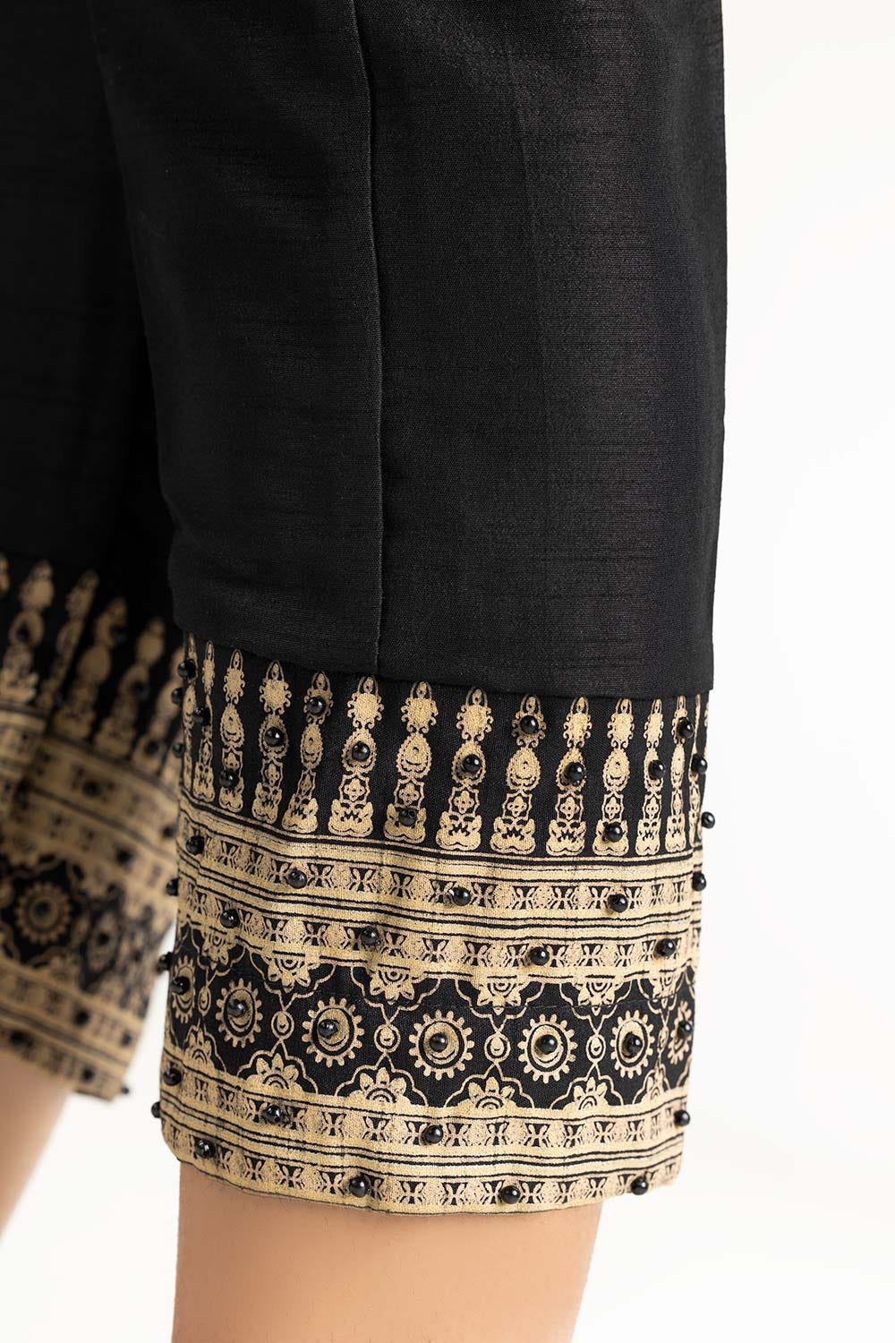 Black Raw Silk Trousers