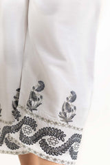 Off-White Raw Silk Embroidered Trouser