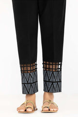 Black Khaddar Screen Printed Trousers