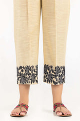 Beige Khaddar Embroidered Trousers