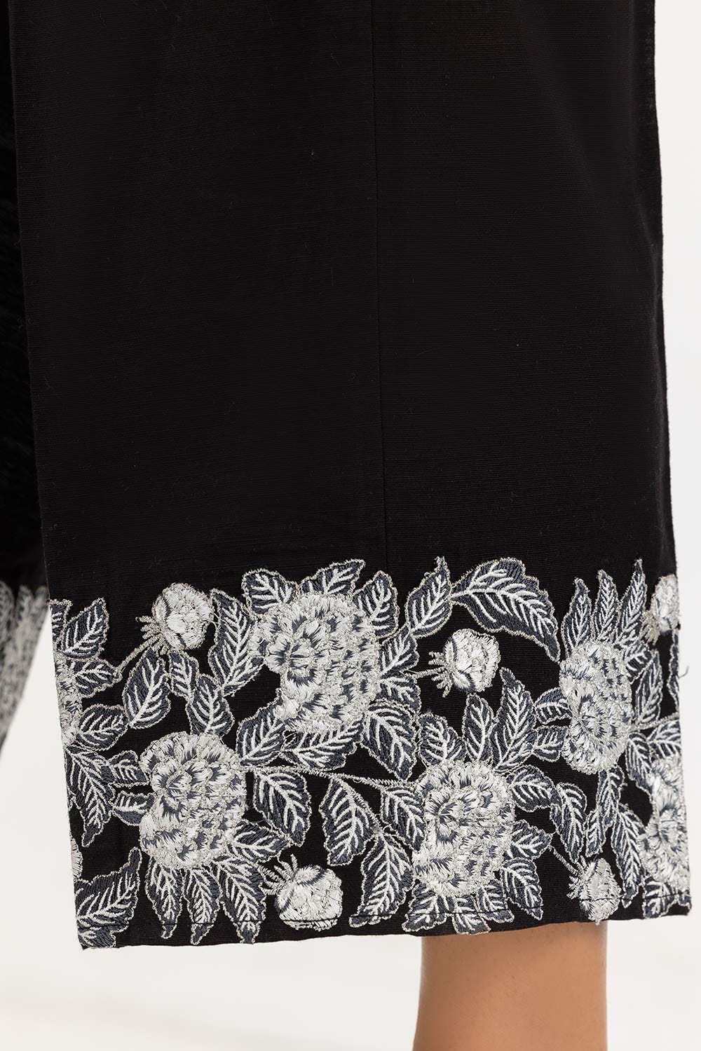 Black Khaddar Embroidered Trousers