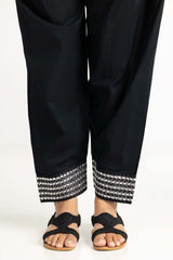 Black Embroidered Cambric Shalwar