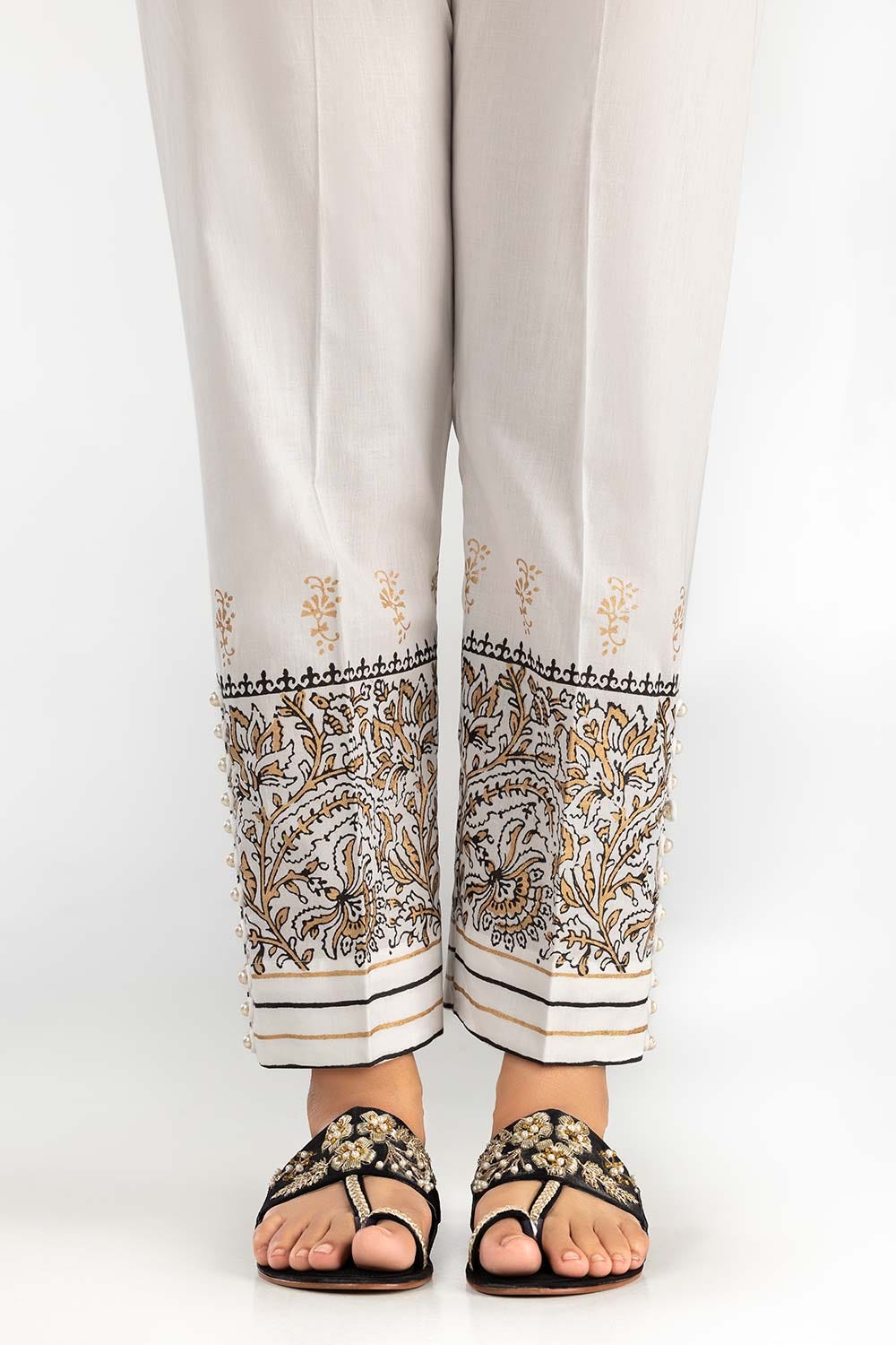 Off-White Screen Printed Cambric Trousers