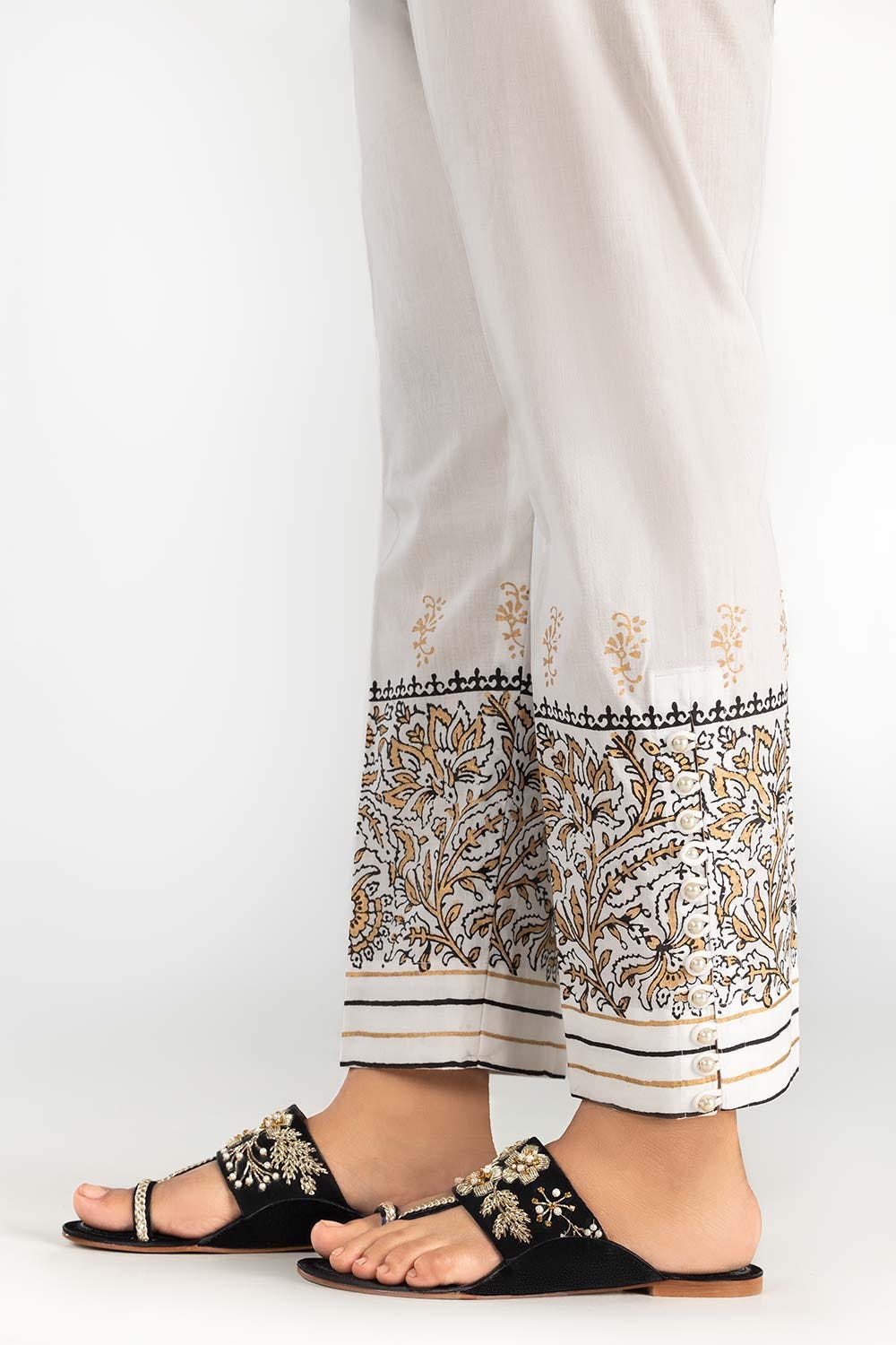 Off-White Screen Printed Cambric Trousers