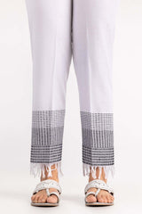 Off White Cambric Embroidered Trousers