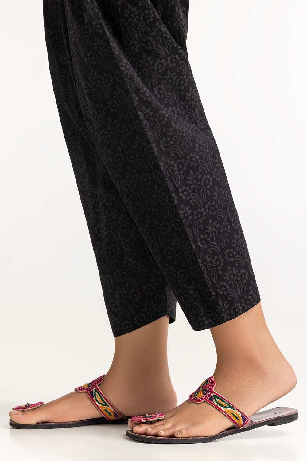 Black Dyed Cambric Screen Print Shalwar