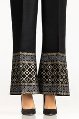 Black Rawsilk Block Printed Trouser